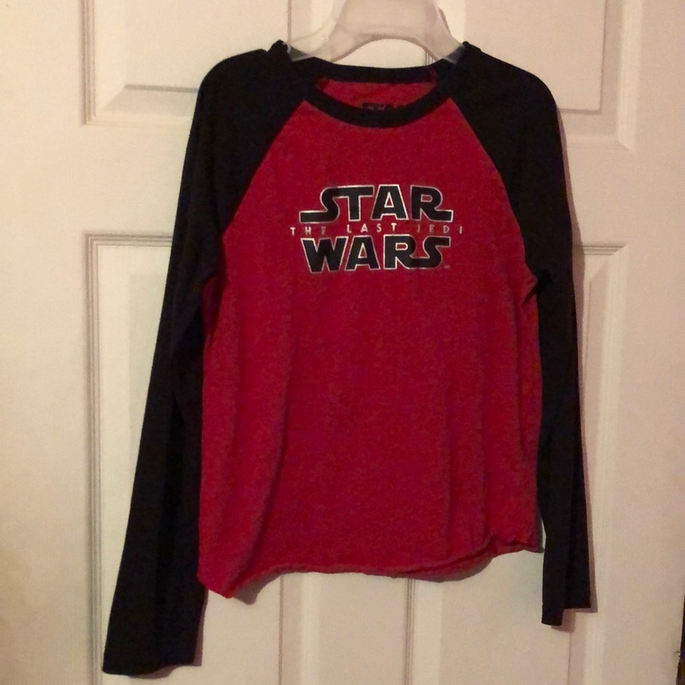 Star Wars The Last Jedi Red & Black Long Sleeve Tee Boys Large L (14/16)